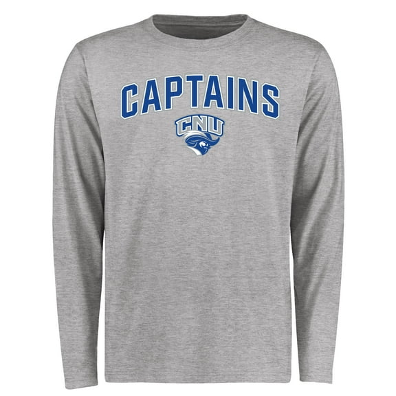 Men's Ash Christopher Newport University Captains Proud Mascot Long Sleeve T-Shirt