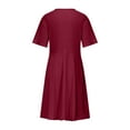 thumbnail image 7 of Tejiojio Summer Dresses for Women Womens Casual Plus Size V-Neck Solid Short Sleeve Boho Dress Swing Dress With Pockets, 7 of 7