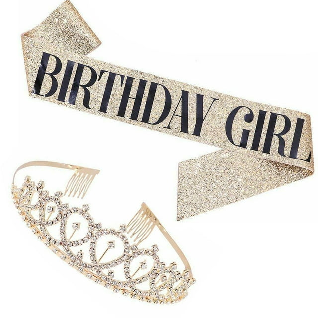 Toystoory Mujeres Hombres Brillante Diamante de imitación Headwear Cinta Hombro Correa Kit Faja decorativa Diadema Decoración Suministros de cumpleaños Kits de decoración para fiestas Oro Toystoory HA067597-03B