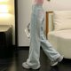 thumbnail image 5 of WILLBEST Pantalones Casuales para Mujer, Ajustados, de Cintura Alta, de Pierna Ancha, Vaqueros con Detalle de Lazo Bordado, Ligeros, de Verano, para Mujeres Pequeñas. Chica, 5 of 8