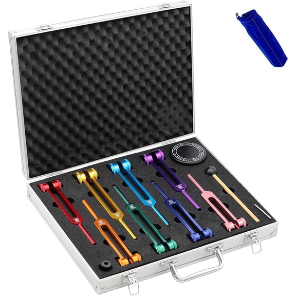 Tuning Fork Set, Weighted Tuning Forks of 8 Color,7 Chakra and 1 Soul Purpose Tuning Forks for DNA Healing, Sound Therapy, Yoga, Meditation