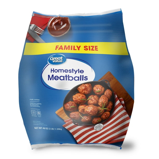 Great Value Fully Cooked Homestyle Meatballs, Family Size, 48 oz