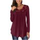 thumbnail image 1 of Blusas informales sueltas de manga larga para mujer, blusas plisadas con Panel de encaje Fridja  bvmnju2502, 1 of 7