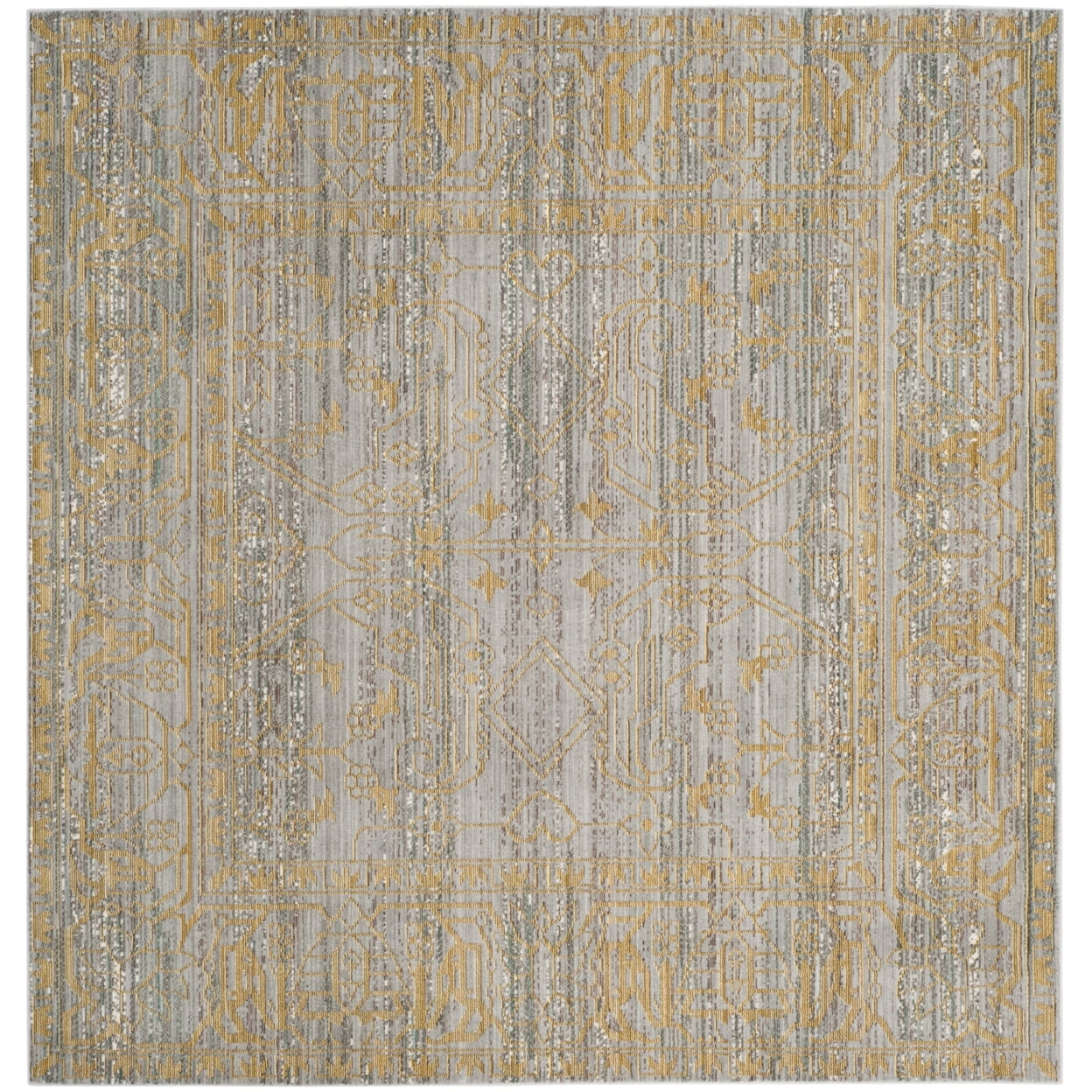 SAFAVIEH Valencia Julian Overdyed Polyester Runner Rug, Grey/Gold, 2'3" x 10'