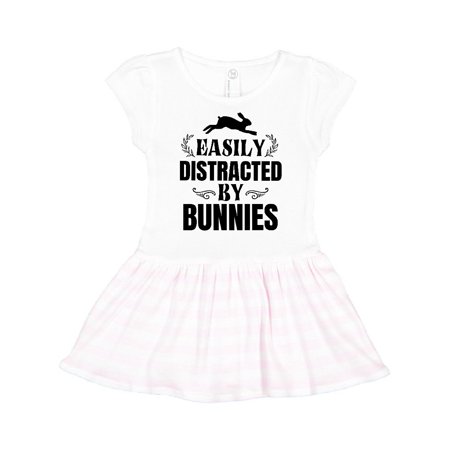 

Inktastic Easily Distracted by Bunnies Gift Toddler Girl Dress