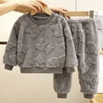thumbnail image 2 of Suilloe Toddler Girls Outfit Sets Fleece Thicken Solid Long Sleeve Cute Design Tops Pants Sleepwear Set Winter Cozy Warm Jacquard Homewear Fuzzy Clothes 2Pc Outfits,7-8Years, 2 of 3