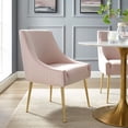 thumbnail image 2 of Contemporary Modern Urban Designer Dining Kitchen Room Side Dining Chair, Velvet Fabric Stainless Steel Metal, Pink, 2 of 6