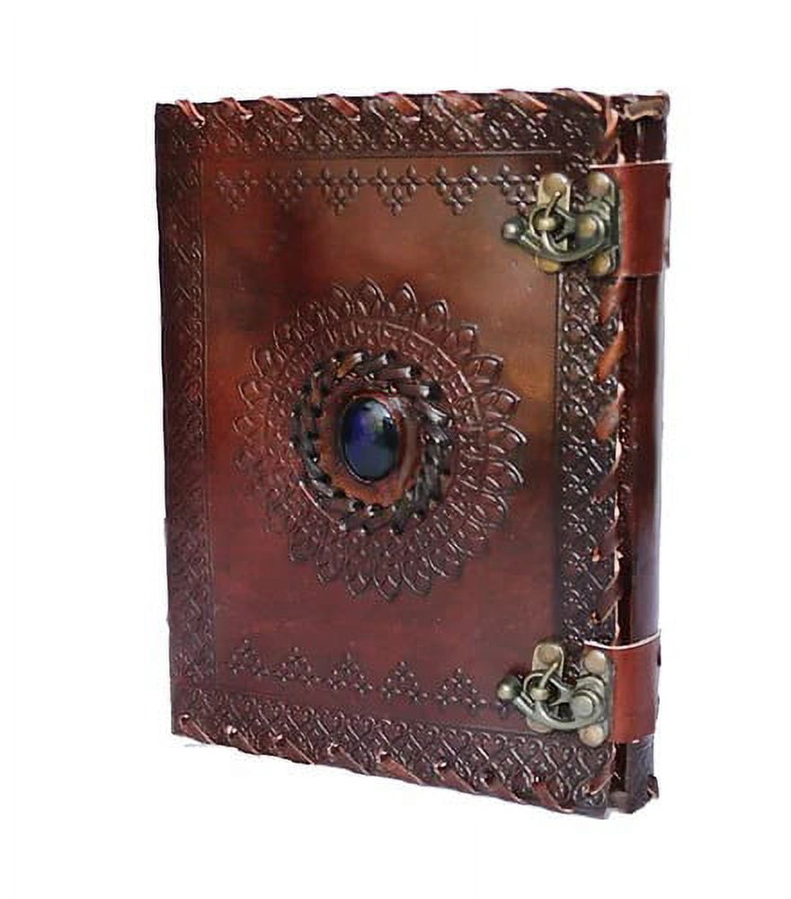 Jaald Leather Journal with Clasp Blue Stone Travel Diary Blank Notebook Writing Pad Sketchbook Scrapbook Gifts for Men Women Book of Shadows