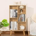 thumbnail image 2 of SHMAMT Cube Bookshelf 3 Tier Mid-Century Modern Bookcase with Legs,Retro Wood Bookshelves Storage Organizer Shelf,Freestanding Open Book Shelves,Rustic Brown Bookcases for Bedroom,Living Room,Office, 2 of 3