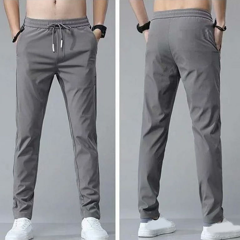 CXDa Men Pants Elastic Waist Trendy Polyester Casual Drawstring