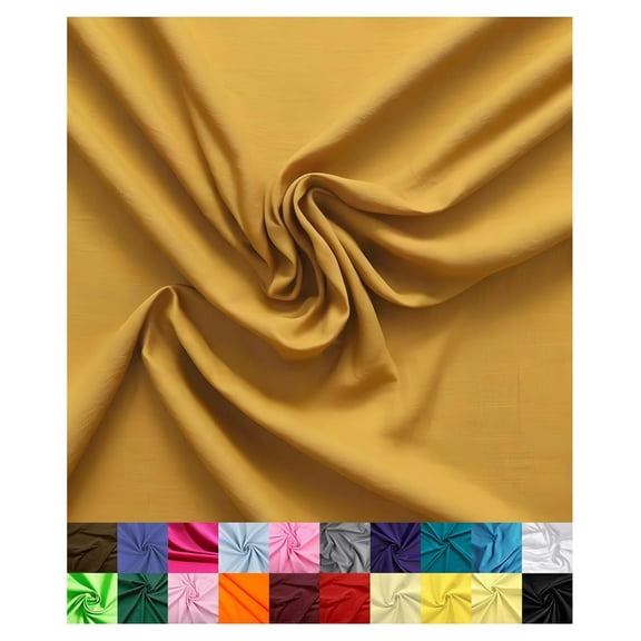 | Cotton Fabric for Sewing | Broadcloth Fabric | by The Yard | 60" Wide Roll | Lightweight, Breathable | Lining, Home Textile, Skirts, Tote Bags (Mustard, 4 Yard)