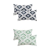 Unique Bargains 4 Pcs Soft Plush Throw Pillow Covers Green/Navy Blue 12" x 20"