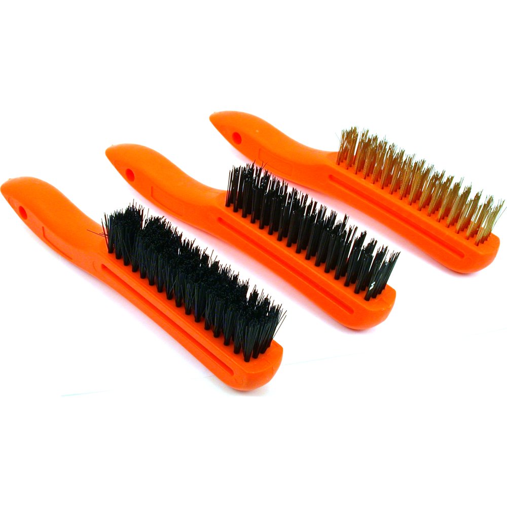 3 Brass Nylon Steel Cleaning Brushes Auto Shop Tools