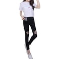 thumbnail image 4 of Pantalones de mujer Pantalones de malla con agujeros destruidos de verano Leggings delgados Pantalones lápiz, XXL tholdsy AP001645-05, 4 of 7