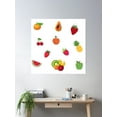thumbnail image 2 of Mixed Assorted Fruit Variety. Pineapple, Orange, Apple, Bananas, Lemon, Peach, Raspberry, Strawberry Poster Wall Art, Modern Wall Decor For Living Room Bedroom, 24x24 UNFRAMED, 2 of 3