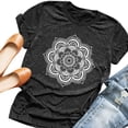 thumbnail image 4 of Camiseta de mujer Blusa de verano con cuello redondo y manga corta floral, Negro, XL Monstrate AP002559-22, 4 of 5