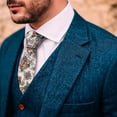 thumbnail image 5 of Barry.Wang Men's Cotton Ties Flower 3.15" Necktie Rust Printed Skinny Tie Sets Clip Extra Long Flower Wedding Party, 5 of 7
