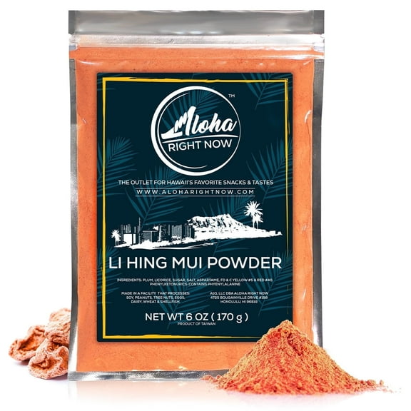 Aloha Right Now Authentic Li Hing Mui Powder 6 oz - for flavoring fruits, candy, & cocktail drinks