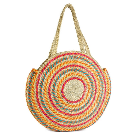 Magid Women's Multi Color Jute Circle Woven Shoulder Bag