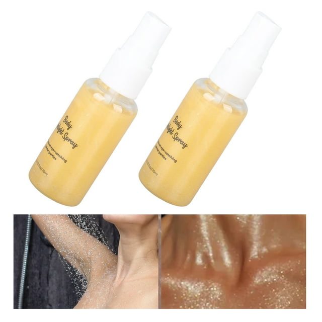 Spray Resaltador En Polvo, Fácil De Usar, Brillante, 2 Piezas, Versátil, Spray De Maquillaje Con Brillo Facial Para Fiesta