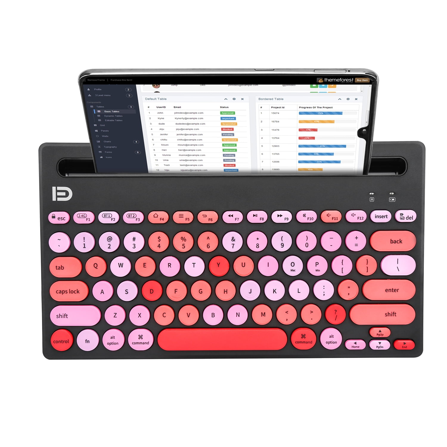 Wireless Keyboard Multi-Device, Bluetooth and 2.4G Dual Mode, Switch to 3 Devices for Cellphone, Tablet, PC, Smart TV, iOS Android Windows, Black Pink