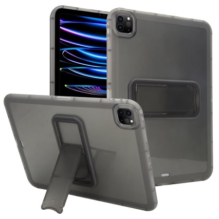 ELEHOLD For iPad Pro 11 2022/2021/2020 11-inch Protection Case ,Slim Lightweight Shell TPU Bumper + PC Translucent Matte Cover with Built-in Kicksatnd ,Black
