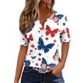 thumbnail image 2 of VKOYWKM 4th of July Shirt for Women Patriotic American Flag Henley Shirts Independence Day Short Sleeve T-Shirts Casual Button V Neck Star Stripe Graphic Tees Tunic Tops, 2 of 9