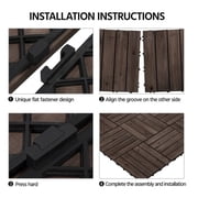 Renwick 27 Pieces 12’’ x 12’’ Wooden Floor Tiles for Outdoor and Indoor, Black