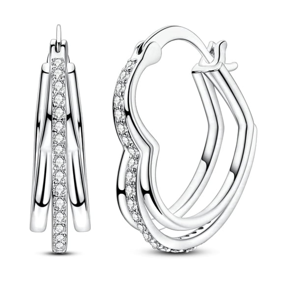 NARMO Original 925 Sterling Silver Hoop Earrings AAA CZ Sparkling Hearts Women Jewelry