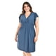 thumbnail image 5 of Vestido manga con volantes Roman Fashion /Tallas Extras, 8867-SO (Azul petroleo) azul petroleo 42, 5 of 6