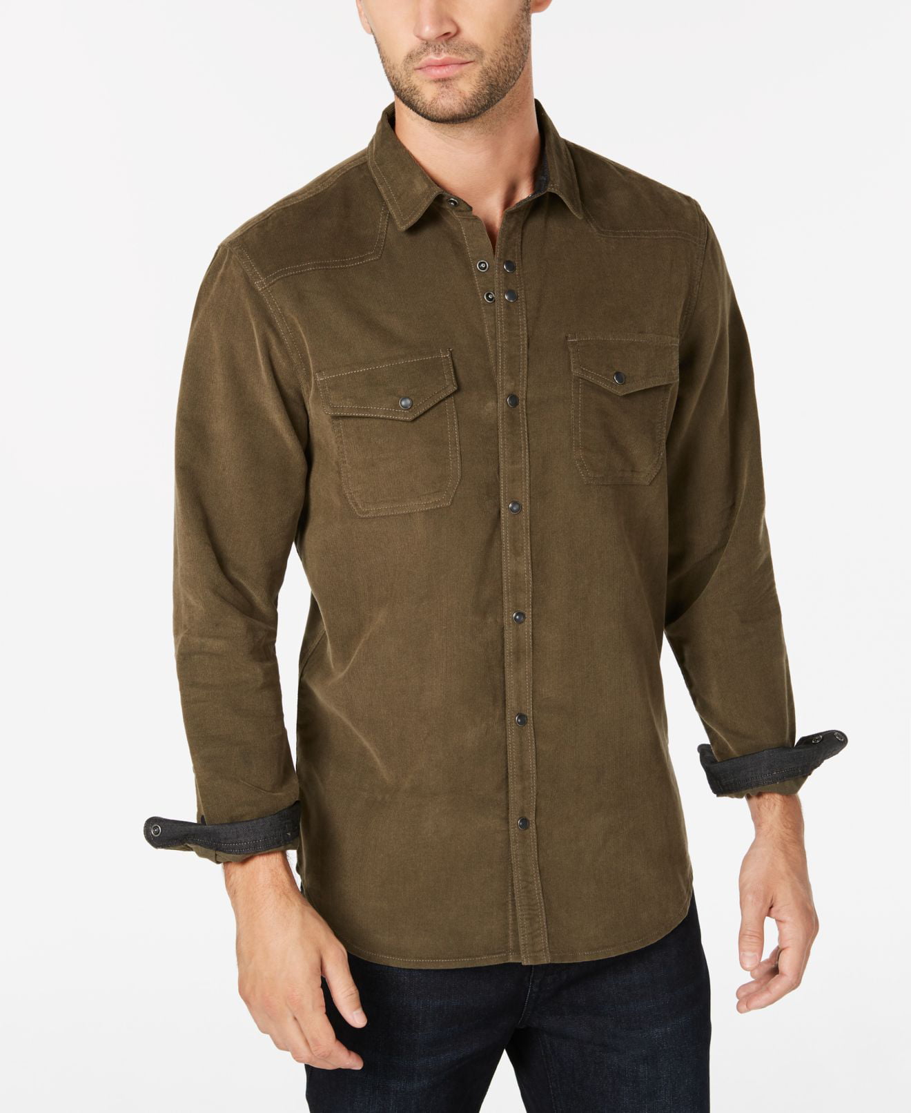 INC - Olive Men's Large Button Down Corduroy Shirt L - Walmart.com ...