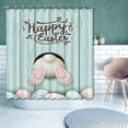 Easter Egg Shower Curtain 66x72inch, Funny Rabbit Wooden Boart Easter