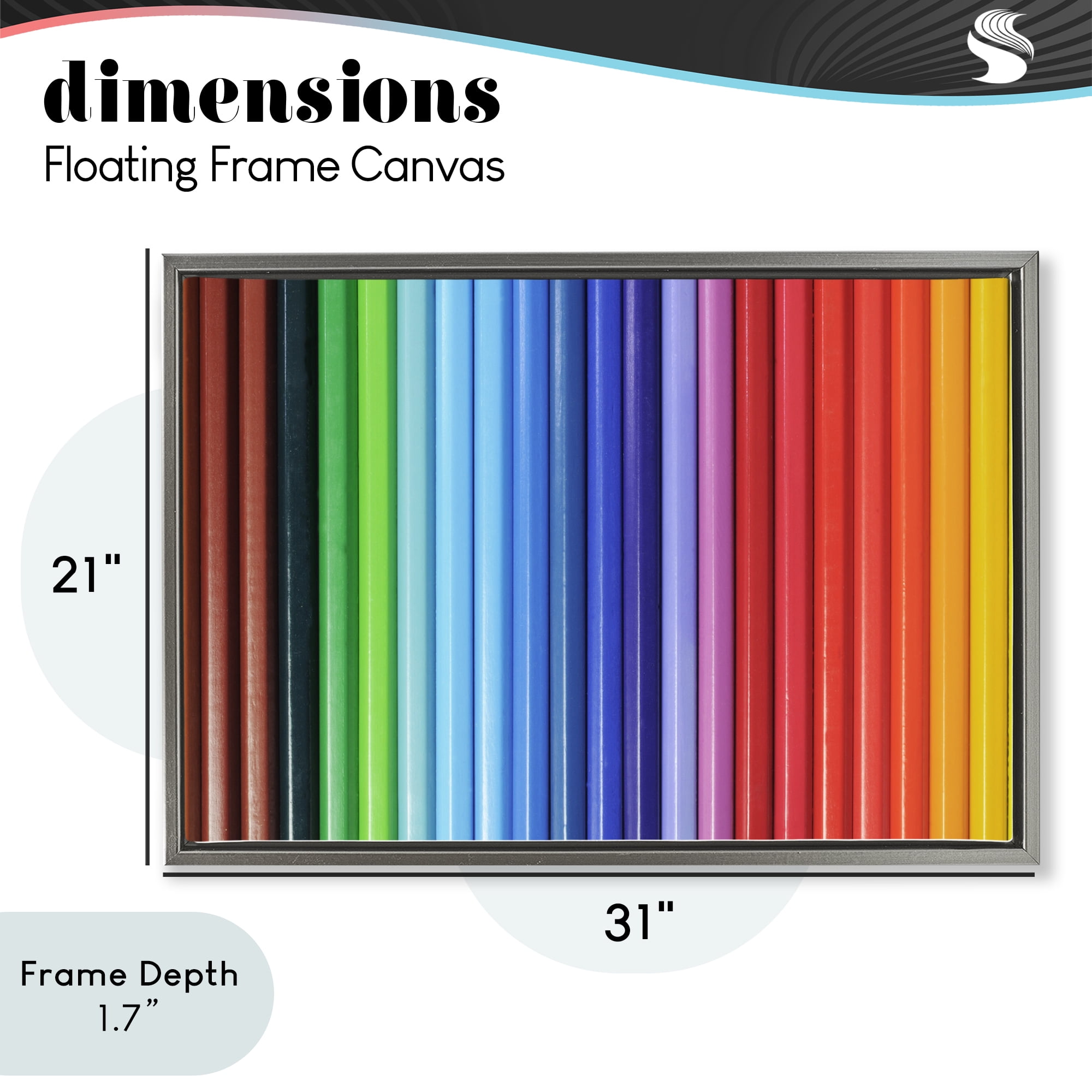 Stupell Industries Colored Pencil Lineup Gray Framed Floater Canvas Wall Art, design by Tom Quartermaine