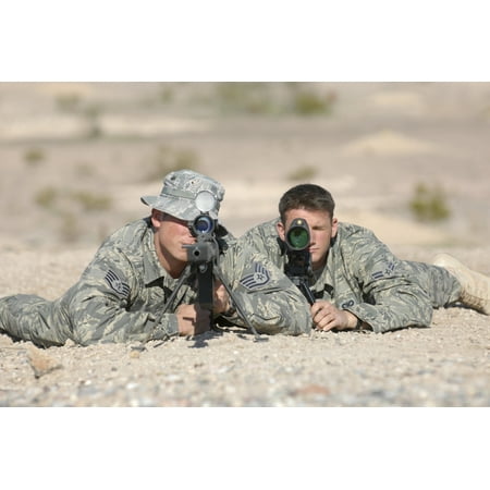 February 11 2010 - US Air Force soldiers qualify on the Barrett M107 50-caliber long range sniper rifle at the Florence Army National Guard Range Arizona Poster