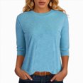 thumbnail image 2 of Towmus 3/4 Length Sleeve T Shirts Crew-Neck Casual Womens Blouses Elbow Business Dressy Shirts for Women Ladies Summer Tops, 2 of 6