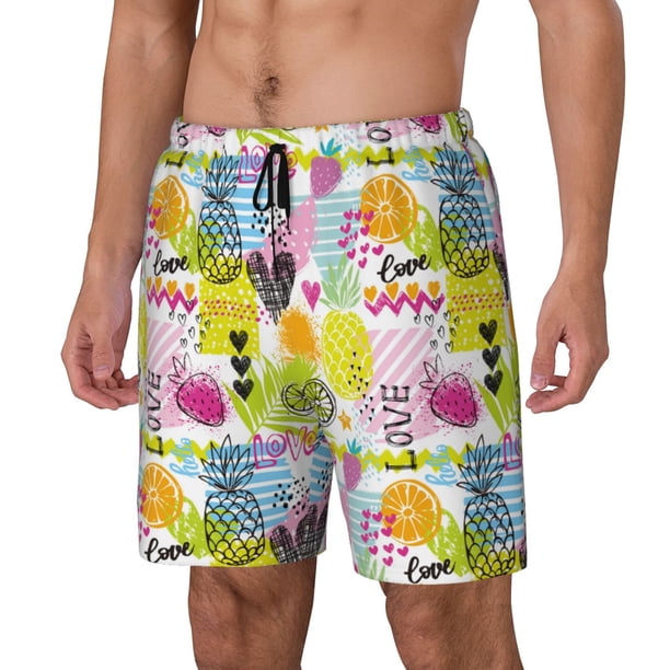 Balery Tropical Pineapples Bañador para hombre, shorts de playa de secado rápido con entrepierna y forro de compresión-XX-Large