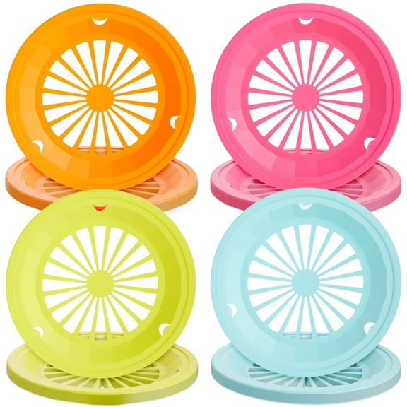 20 Pack 10 inch Reusable Plastic Paper Plate Holders, Heavy Duty Picnic Supplies, Holds 9" Party Plates, 4 Colors.