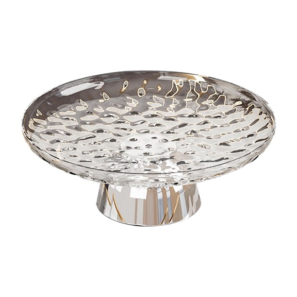 Frutero redondo con base, ideal para decorar mesa, cocina, encimera u oficina. Blanco y Plata