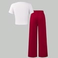 thumbnail image 5 of Girls Summer Clothing Set: Letter Print Top & Wide Leg Pants with Pockets, 2-Piece Outfit 8-11Y, 5 of 6