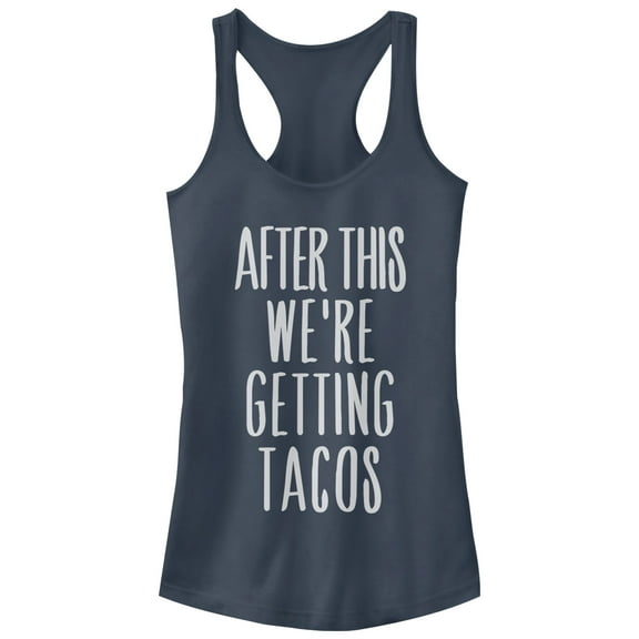 Junior's CHIN UP After Tacos  Racerback Tank Top Indigo Small
