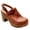 Brown, variant on Women Slingback Clogs Wooden Block Heel Closed Round Toe Platform Studded Mules Buckle Strap Vintage Dress Slide Sandals Size 7.5 Black