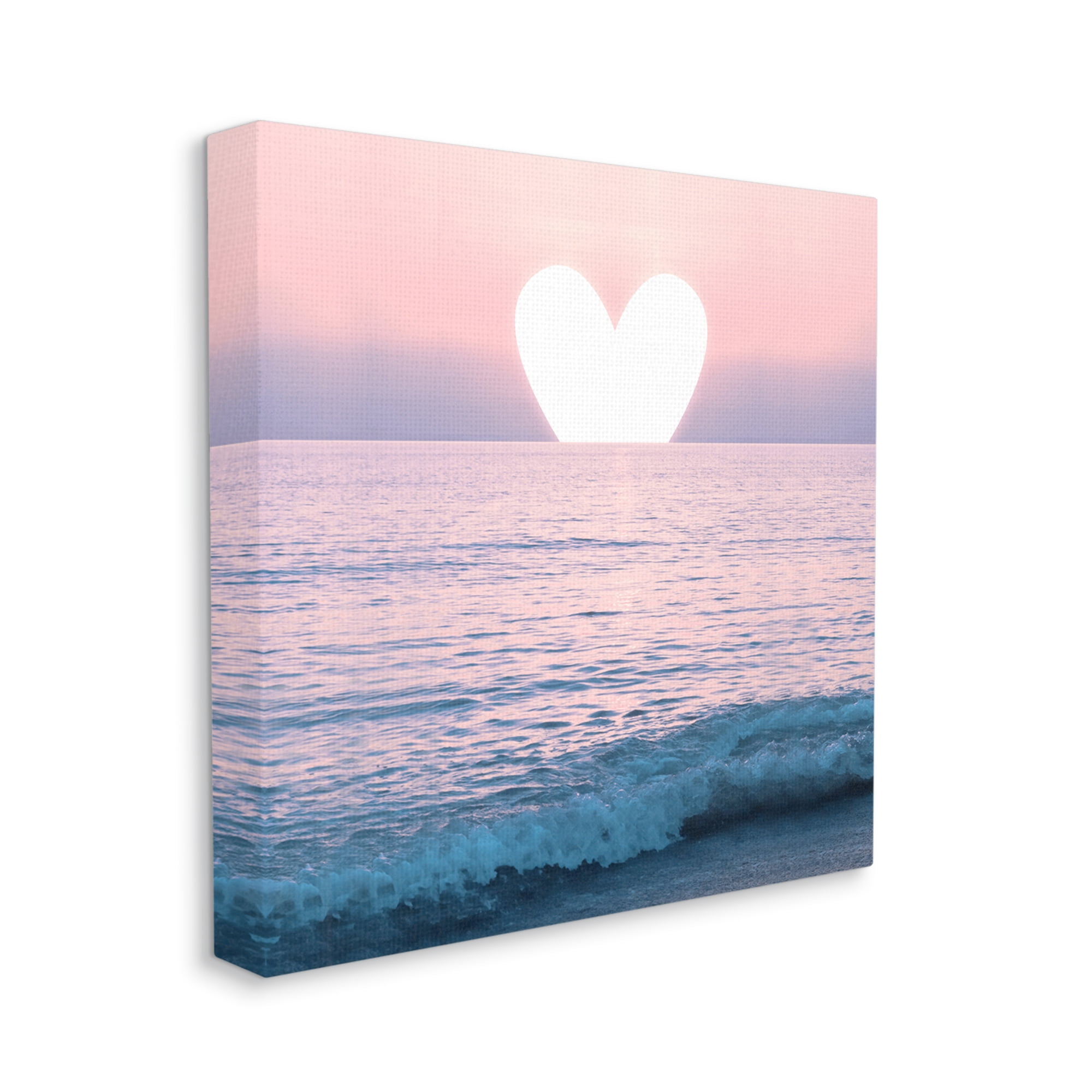 Stupell Industries Pink Heart Ocean Sunrise Nature Painting Gallery Wrapped Canvas Print Wall Art, 36 x 36