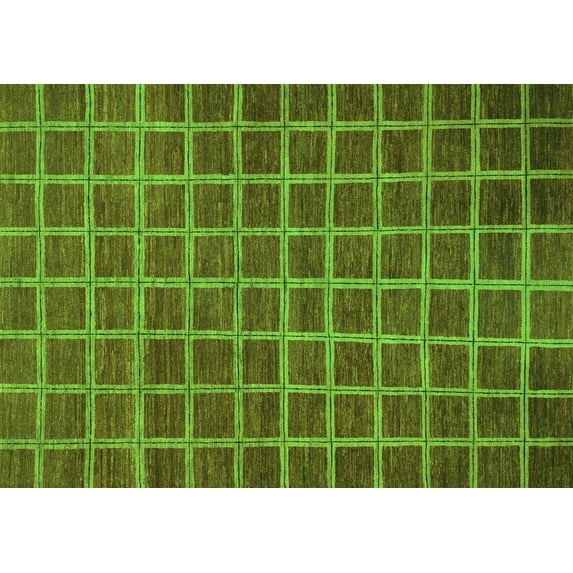 Ahgly Company Indoor Rectangle Checkered Green Modern Area Rugs, 4' x 6'