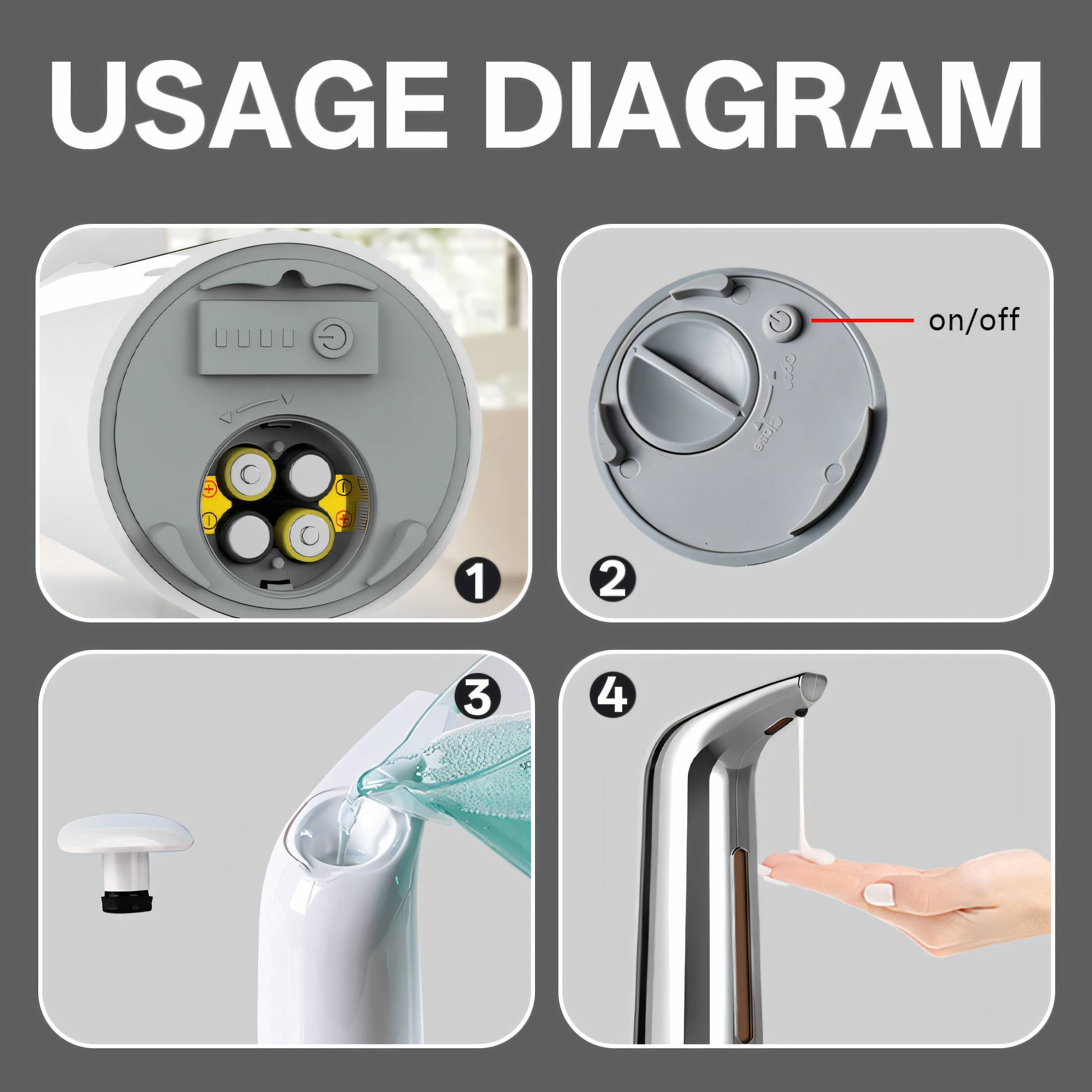 ACDANC Touchless Soap Dispenser,Touchless Operation Dish Soap Dispenser for Kitchen,400ML Automatic Soap Dispenser Touchless,Silvery