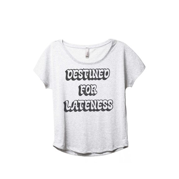 Destined For Lateness Women's Fashion Slouchy Dolman T-Shirt Tee Heather White Large