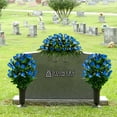 thumbnail image 4 of Sympathy Silks Artificial Cemetery Flowers Blue Rose Buds Two Bouquets & Saddle, 4 of 7