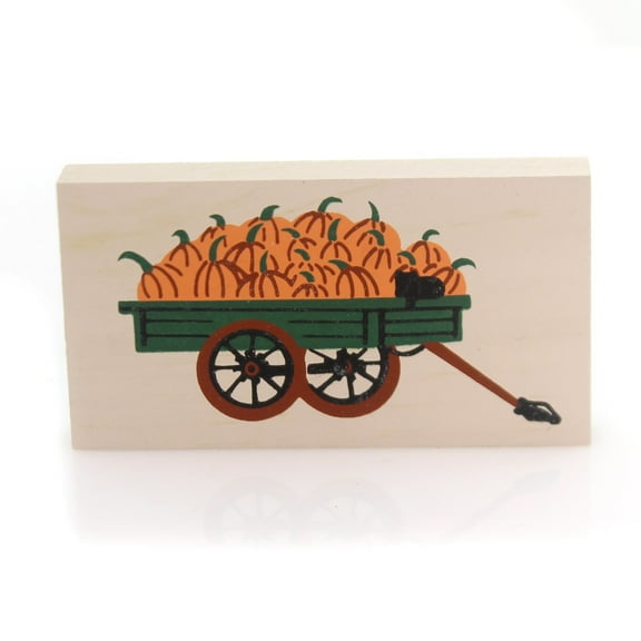 Cat's Meow Village 1.75In Pumpkin Wagon 1989, Wood, Accessory Retired New Old Stock Nos Pine 155