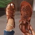 thumbnail image 6 of Dakaela Sandals for Women Flat Dressy Summer Flower Sandal with Ankle Strap Arch Support Comfortable Casual Walking Flats Shoes (8.5,Brown), 6 of 8