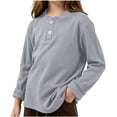 thumbnail image 5 of Acaics Girls' Long-Sleeve Layering T-Shirt: Fall Solid-Color Lightweight Modal Long-Sleeve Crew-Neck Top, Ages 0–15, 5 of 10