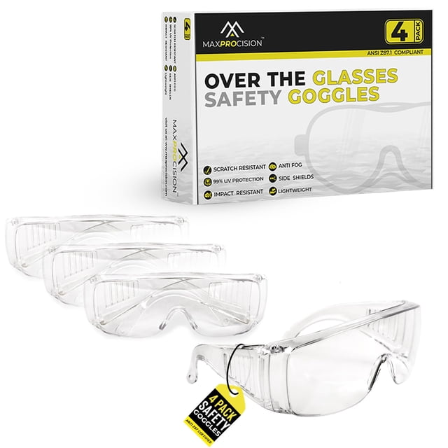 Gafas de seguridad MaxProcision ANSI Z87.1 Over (paquete de 4)